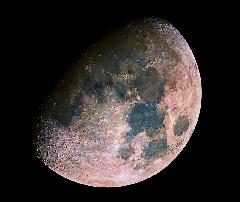 Photograph of the gibbous Moon, showing highlands and some maria